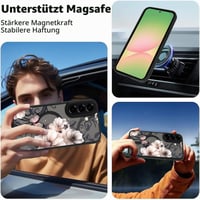Coiwxmoi MagSafe kompatibilný kryt na Samsung Galaxy A56 5G, kvetinový vzor, priehľadný matný TPU ochranný kryt pre dievčatá, čierna 07 7