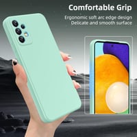 Coiwxmoi puzdro na Samsung Galaxy A52 4G / A52 5G / A52S 5G 6,5" s 2 ks tvrdených skiel, ultra tenký tekutý silikónový kryt z TPU, nárazuvzdorný, odolný voči poškriabaniu, svetlozelený 5