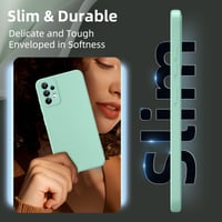 Coiwxmoi puzdro na Samsung Galaxy A52 4G / A52 5G / A52S 5G 6,5" s 2 ks tvrdených skiel, ultra tenký tekutý silikónový kryt z TPU, nárazuvzdorný, odolný voči poškriabaniu, svetlozelený 7