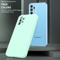 Coiwxmoi puzdro na Samsung Galaxy A52 4G / A52 5G / A52S 5G 6,5" s 2 ks tvrdených skiel, ultra tenký tekutý silikónový kryt z TPU, nárazuvzdorný, odolný voči poškriabaniu, svetlozelený 3