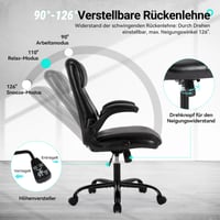 COLAMY ergonomska direktorska uredska stolica, s podesivim naslonima za ruke i visokim naslonom, uredska stolica s okretanjem od 360°, debela kožna podstava, crna 4
