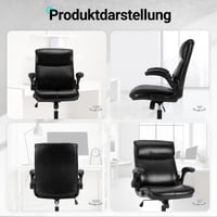 COLAMY ergonomska direktorska uredska stolica, s podesivim naslonima za ruke i visokim naslonom, uredska stolica s okretanjem od 360°, debela kožna podstava, crna 8
