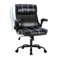 COLAMY ergonomska direktorska uredska stolica, s podesivim naslonima za ruke i visokim naslonom, uredska stolica s okretanjem od 360°, debela kožna podstava, crna 1