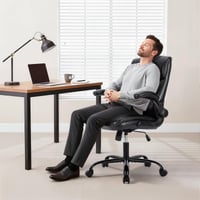 COLAMY ergonomska direktorska uredska stolica, s podesivim naslonima za ruke i visokim naslonom, uredska stolica s okretanjem od 360°, debela kožna podstava, crna 2