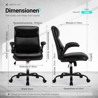 COLAMY ergonomska direktorska uredska stolica, s podesivim naslonima za ruke i visokim naslonom, uredska stolica s okretanjem od 360°, debela kožna podstava, crna 3