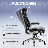 Manažérske kancelárske kreslo COLAMY z priedušnej kože – ergonomická otočná stolička s vreckovým pružinovým sedadlom, vyklápacími opierkami na ruky a tichými kolieskami 4