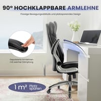 Manažérske kancelárske kreslo COLAMY z priedušnej kože – ergonomická otočná stolička s vreckovým pružinovým sedadlom, vyklápacími opierkami na ruky a tichými kolieskami 9