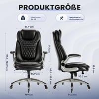Manažérske kancelárske kreslo COLAMY z priedušnej kože – ergonomická otočná stolička s vreckovým pružinovým sedadlom, vyklápacími opierkami na ruky a tichými kolieskami 3