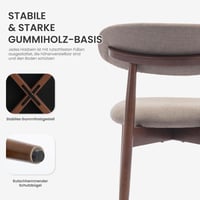 COLAMY Tapecirane blagovaonske stolice, set od 2 komada, moderne stolice od tkanine s fiksnim naslonom i drvenim nogama, za blagovaonicu, kuhinju, restoran, boja devine dlake 8