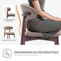 COLAMY Tapecirane blagovaonske stolice, set od 2 komada, moderne stolice od tkanine s fiksnim naslonom i drvenim nogama, za blagovaonicu, kuhinju, restoran, boja devine dlake 5