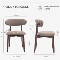 COLAMY Tapecirane blagovaonske stolice, set od 2 komada, moderne stolice od tkanine s fiksnim naslonom i drvenim nogama, za blagovaonicu, kuhinju, restoran, boja devine dlake 2