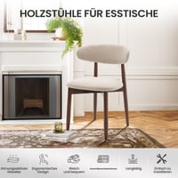 Sada 2 čalúnených jedálenských stoličiek COLAMY s drevenými nohami – béžová 4