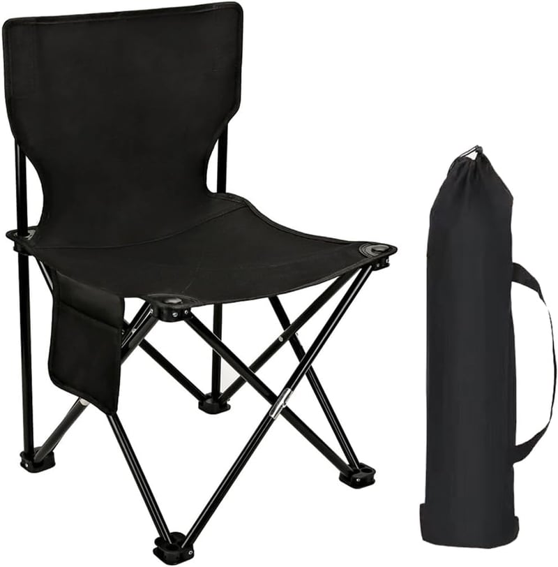coldchill Ultrakönnyű Összecsukható Kempingszék Fekete 40x30cm Horgászat Túrázás Strand - Black