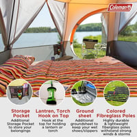 Coleman Octagon 8 személyes családi sátor 360° kilátással, acélvázas, vízálló kempingsátor 8