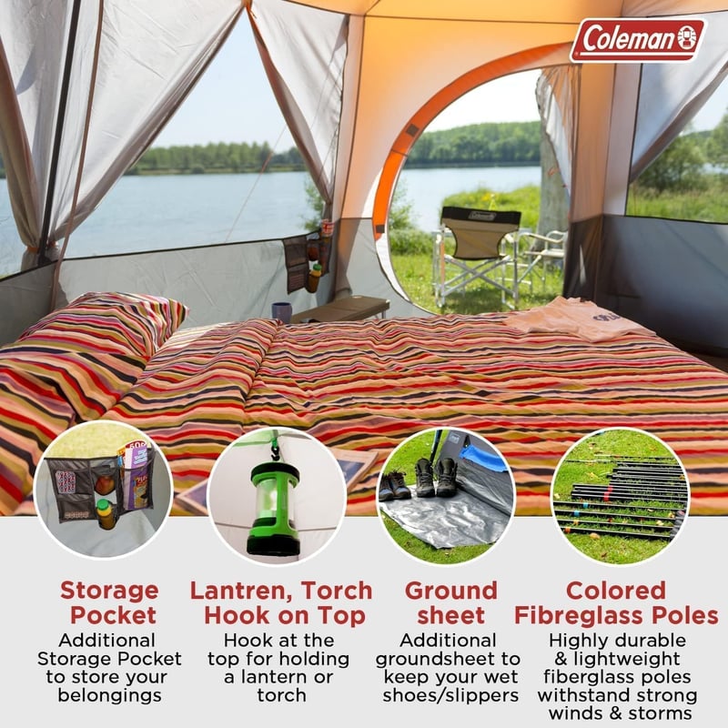 Coleman Octagon 8 személyes családi sátor 360° kilátással, acélvázas, vízálló kempingsátor