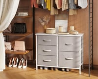 Coleshome 5 fiókos szövetszekrény fa tetővel, acélvázzal, hálószobába és nappaliба 2