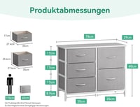 Coleshome 5 fiókos szövetszekrény fa tetővel, acélvázzal, hálószobába és nappaliба 3