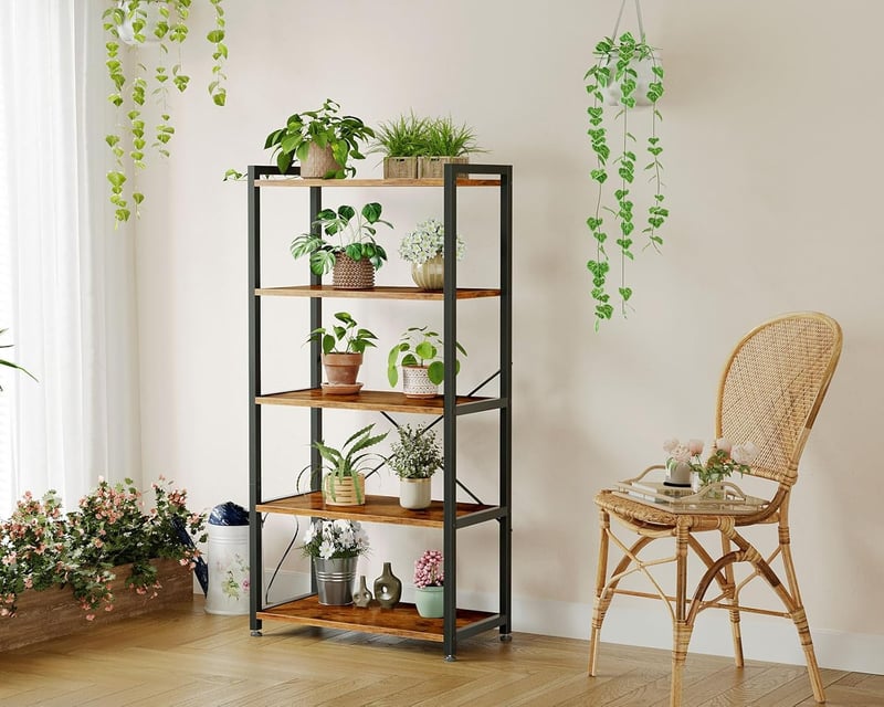 Coleshome 5 szintes könyvespolc tárolóhellyel, 145 cm magas, barna