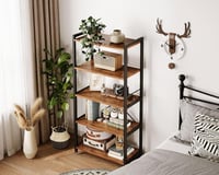 Coleshome 5 szintes könyvespolc tárolóhellyel, 145 cm magas, barna 6