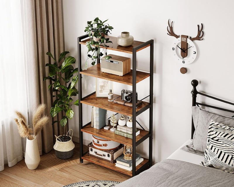 Coleshome 5 szintes könyvespolc tárolóhellyel, 145 cm magas, barna