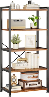 Coleshome 5 szintes könyvespolc tárolóhellyel, 145 cm magas, barna 1