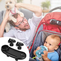 Cărucior 3 în 1 Colexy cu Tăviță pentru Gustări și Suport pentru Telefon, Clemă Reglabilă, Accesoriu Universal, Negru 7