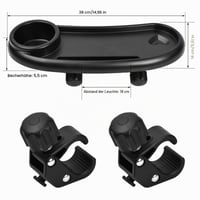 Cărucior 3 în 1 Colexy cu Tăviță pentru Gustări și Suport pentru Telefon, Clemă Reglabilă, Accesoriu Universal, Negru 2