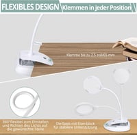 COLFULINE LED Nagyítólámpa 5X 10X Állvánnyal Asztali Lupa Olvasáshoz Állítható Fényerő 5