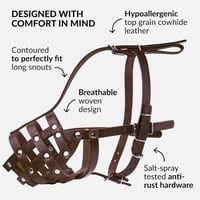 CollarDirect Bőr Kutyaszájkosár Németjuhásznak, Dalmatának, Dobermannnak - Kosár Típusú, Állítható, Légáteresztő, Kényelmes, M-es Méret, Bor 3