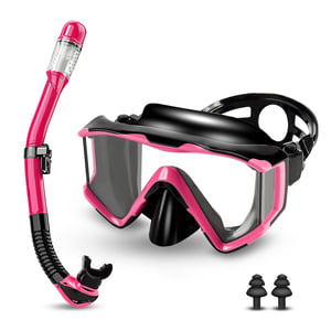 Set Snorkeling Collazoey pentru Adulți, Mască de Scufundări Panoramică cu Lentile din Sticlă Securizată și Tub de Snorkel Uscat, Anti-Aburire și Protecție Anti-Scurgere