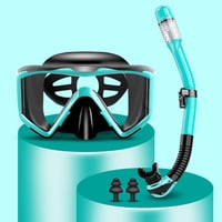 Collazoey Snorkel szett felnőtteknek száraz szeleppel, páramentes búvármaszk, edzett üveglencse - Black/green 8