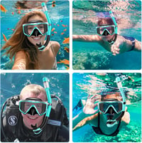 Collazoey Snorkel szett felnőtteknek száraz szeleppel, páramentes búvármaszk, edzett üveglencse - Black/green 7