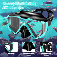 Collazoey Snorkel szett felnőtteknek száraz szeleppel, páramentes búvármaszk, edzett üveglencse - Black/green 4