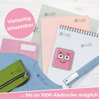 COLOP Marky súprava pečiatok na textil a menoviek DIY | na textil a školské potreby | vodeodolný čierny atrament na textil | 1000 odtlačkov | písmená, čísla, piktogramy, etikety a nažehľovacia páska 4