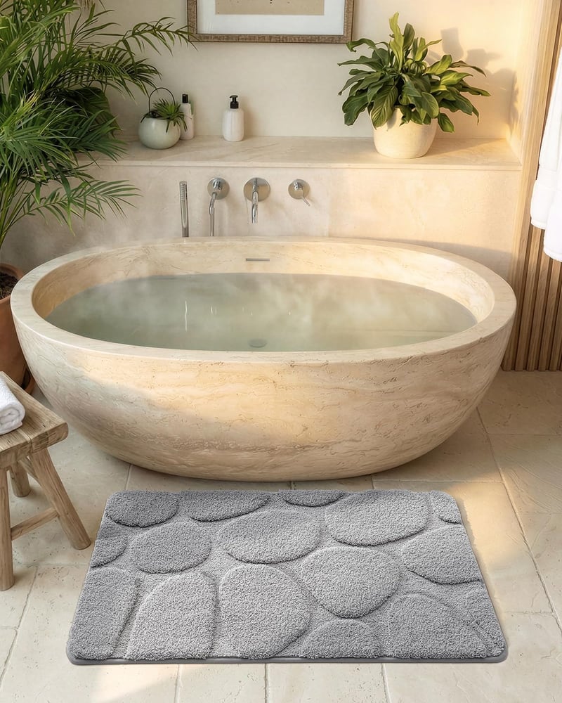 COLOR&GEOMETRY fürdőszobai szőnyeg 61x110 cm csúszásmentes szürke