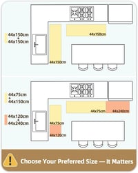 COLOR&GEOMETRY Konyhai Szőnyeg Szett - 2 db Csúszásmentes, Vízálló PVC Konyhai Futószőnyeg, Olajálló Konyhai Padlószőnyeg Étkezőbe, Konyhába 2