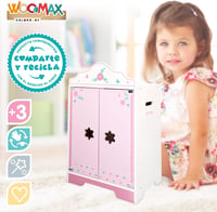 ColorBaby WOOMAX Fa Babaruha Szekrény 3 Akasztóval - Babaházhoz Való Bútor Gyerekeknek 3 Éves Kortól - Fejlesztő Játék 4
