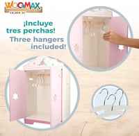ColorBaby WOOMAX Fa Babaruha Szekrény 3 Akasztóval - Babaházhoz Való Bútor Gyerekeknek 3 Éves Kortól - Fejlesztő Játék 3