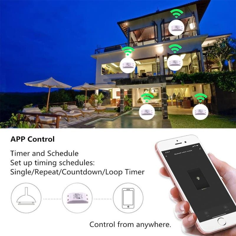 ColoRock WiFi okos villanykapcsoló Alexa Google Home vezérléssel, 2 távirányítóval