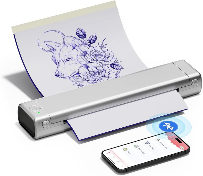COLORWING M08F Hordozható Nyomtató A4 Bluetooth Tintamentes Ezüst iOS Android Telefonhoz Tabletre Laptophoz