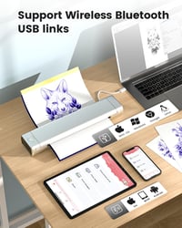 COLORWING M08F Hordozható Nyomtató A4 Bluetooth Tintamentes Ezüst iOS Android Telefonhoz Tabletre Laptophoz 2