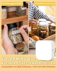 COLORWING Q30 Bluetooth Címkenyomtató, Hordozható Mini Címkéző Készülék iOS Android Kompatibilis, Fehér 3