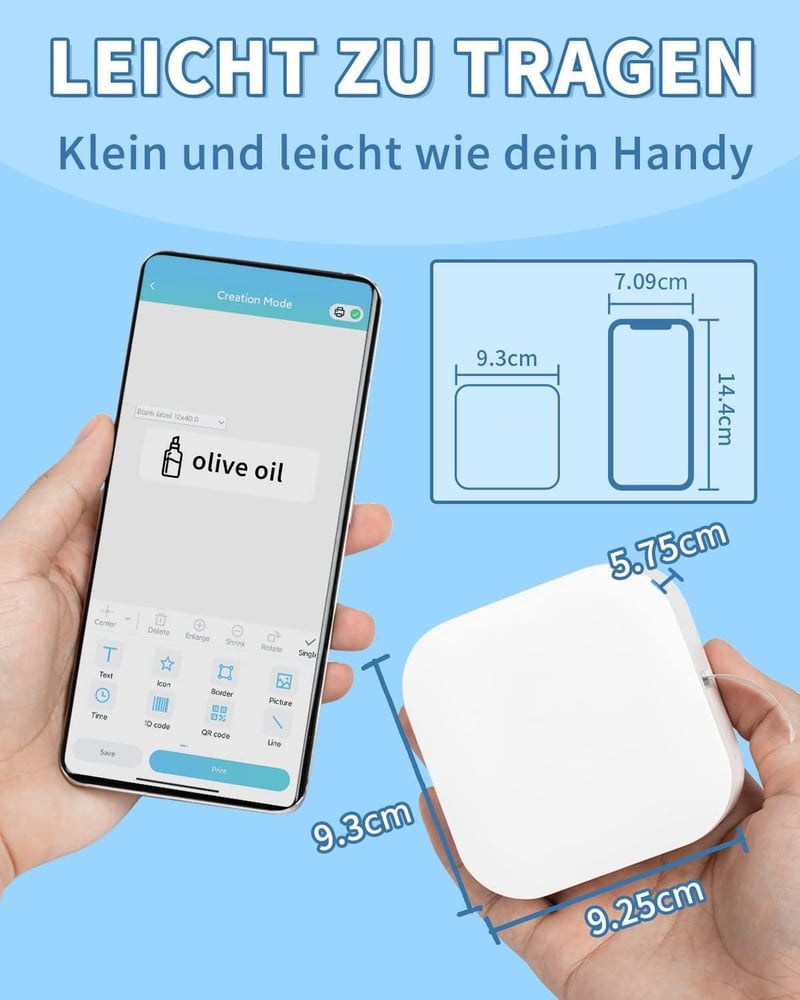 COLORWING Q30 Bluetooth Címkenyomtató, Hordozható Mini Címkéző Készülék iOS Android Kompatibilis, Fehér