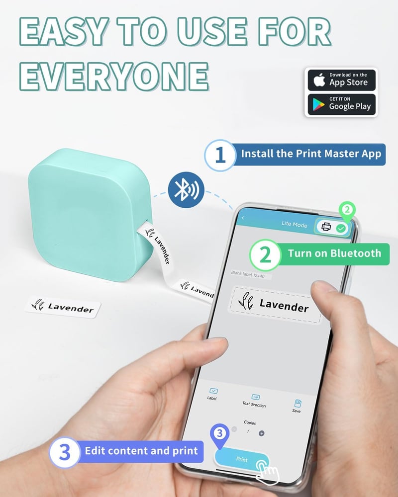 COLORWING Q30 Bluetooth címkenyomtató zöld, hordozható címkegép iOS Android