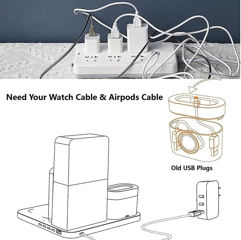 COLSUR 3-in-1 Vezeték Nélküli Töltő Állomás 15W Éjjeli Lámpával és Ébresztőórával iPhone 16/15/14/13/12/11/X/8 Pro Indukciós Töltő