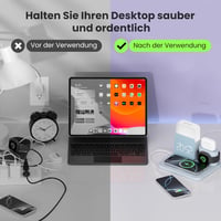 COLSUR 5 az 1-ben töltőállomás kék Apple Watch iPhone AirPods 15W gyors vezeték nélküli töltő éjjeli lámpával ébresztővel 6