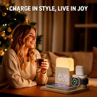 COLSUR 6 v 1 magnetická bezdrôtová nabíjacia stanica, 25 W, budík, nočné svetlo 8