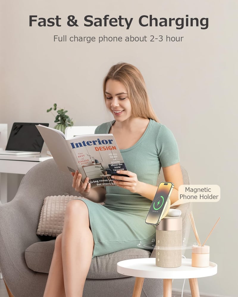 COLSUR Bluetooth hangszóró vezeték nélküli töltővel és éjszakai fénnyel 2 az 1-ben