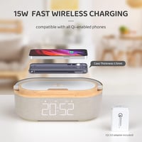 COLSUR digitális ébresztőóra rádió vezeték nélküli töltővel, Bluetooth hangszóró USB csatlakozóval 5