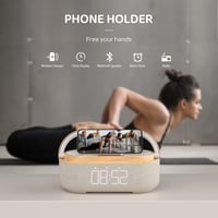 COLSUR digitális ébresztőóra rádió vezeték nélküli töltővel, Bluetooth hangszóró USB csatlakozóval 4